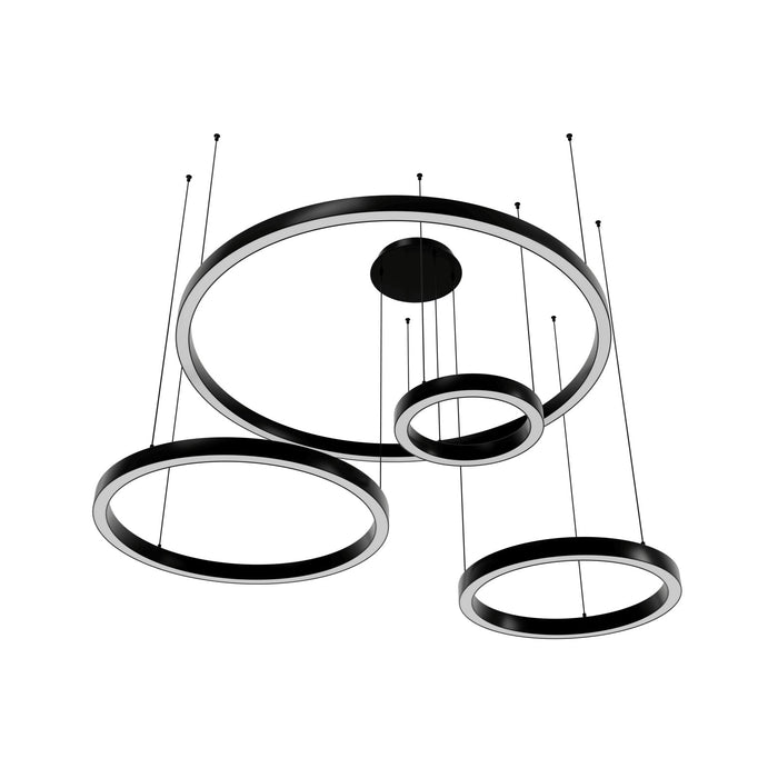 Multi-Light Pendant Avenue Lighting HF4444-BK Aria 4-Ring 64"W LED Pendant in Polished Black Gunmetal Chrome Avenue Lighting