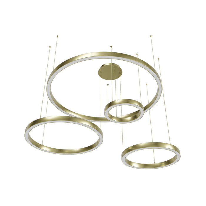 Multi-Light Pendant Avenue Lighting HF4444-PB Aria 4-Ring 64"W LED Pendant in Polished Brass Avenue Lighting