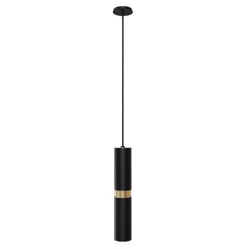Pendant Light Avenue Lighting HF1078-BBK Cicada 13"H Cylinder LED Pendant in Black and Knurled Brass in Black With Knurled Brass Avenue Lighting
