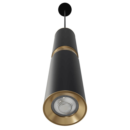 Pendant Light Avenue Lighting HF1078-BBK Cicada 13"H Cylinder LED Pendant in Black and Knurled Brass in Black With Knurled Brass Avenue Lighting