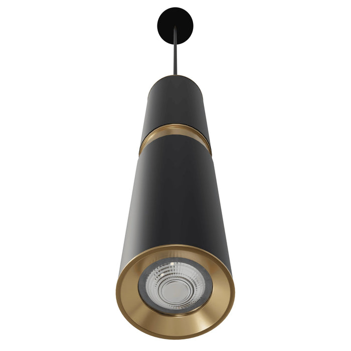 Pendant Light Avenue Lighting HF1078-BBK Cicada 13"H Cylinder LED Pendant in Black and Knurled Brass in Black With Knurled Brass Avenue Lighting