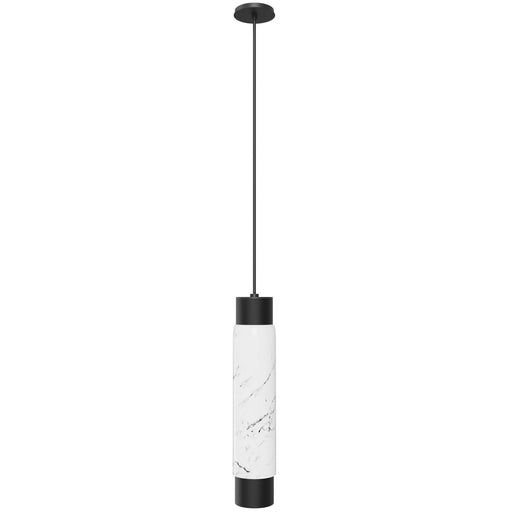 Pendant Light Avenue Lighting HF1068-WHT Cicada 14"H Cylinder LED Pendant with White Marble in Black Avenue Lighting