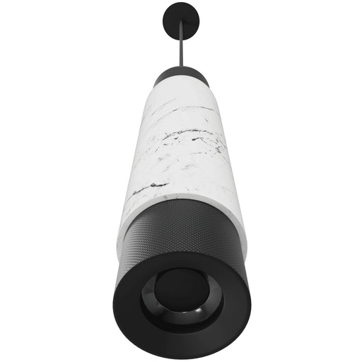 Pendant Light Avenue Lighting HF1068-WHT Cicada 14"H Cylinder LED Pendant with White Marble in Black Avenue Lighting