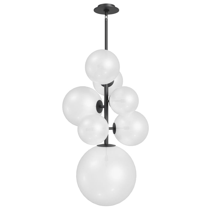 Pendant Light Avenue Lighting HF4277-BK-WHT Delilah 7-Light 25"W Pendant in Black/White Glass Avenue Lighting