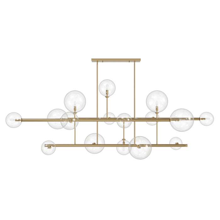 Chandelier Avenue Lighting HF4216-AB Delilah 16-Light 84"W Chandelier in Aged Brass/Clear Glass Avenue Lighting