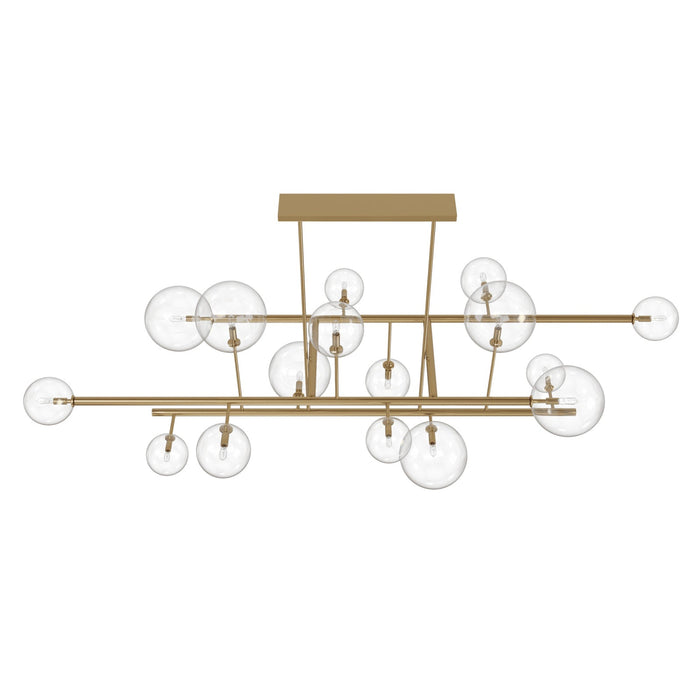 Chandelier Avenue Lighting HF4216-AB Delilah 16-Light 84"W Chandelier in Aged Brass/Clear Glass Avenue Lighting