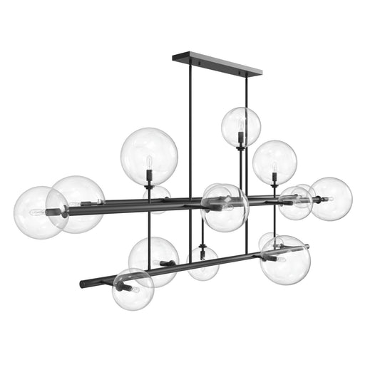 Chandelier Avenue Lighting HF4216-BK Delilah 16-Light 84"W Chandelier in Black/Clear Glass Avenue Lighting