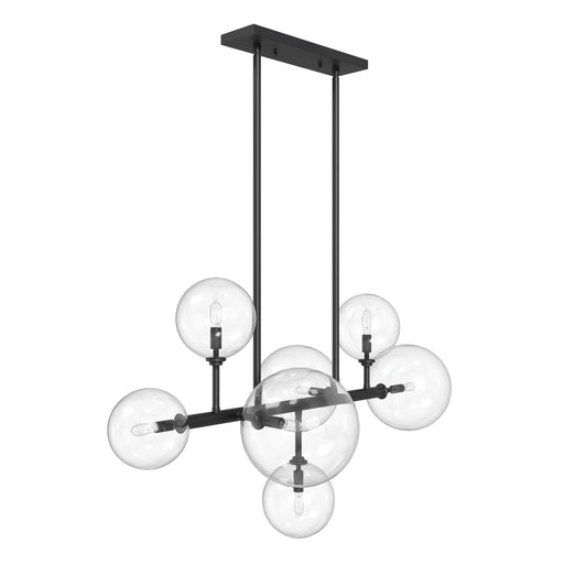 Chandelier Avenue Lighting HF4207-BK Delilah 7-Light 40"W Chandelier in Black/Clear Glass Avenue Lighting