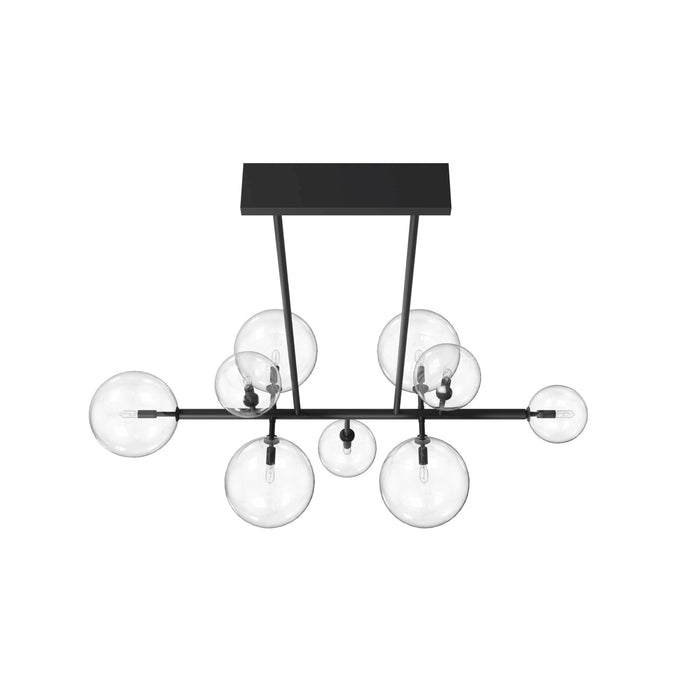 Chandelier Avenue Lighting HF4209-BK Delilah 9-Light 51"W Chandelier in Black/Clear Glass Avenue Lighting