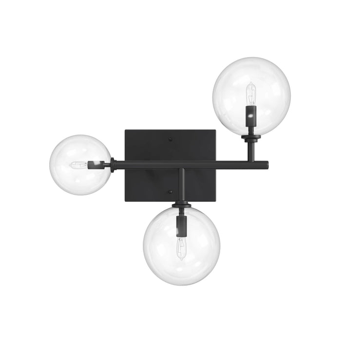 Wall Sconce Avenue Lighting HF4203-BK Delilah 3-Light 18"W Wall Sconce in Black/Clear Glass Avenue Lighting