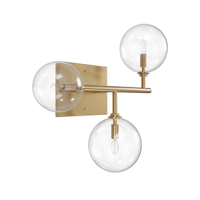 Wall Sconce Avenue Lighting HF4203-AB Delilah 3-Light 18"W Wall Sconce in Aged Brass/Clear Glass Avenue Lighting