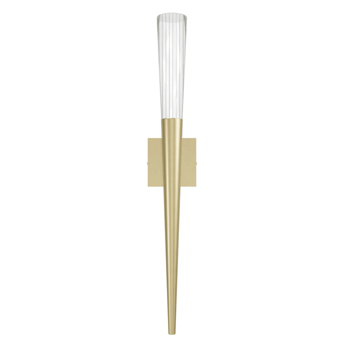Wall Sconce Avenue Lighting HF3080-BB Encino 32"H LED Wall Sconce in Brushed Brass/Clear Ribbed Crystal Avenue Lighting