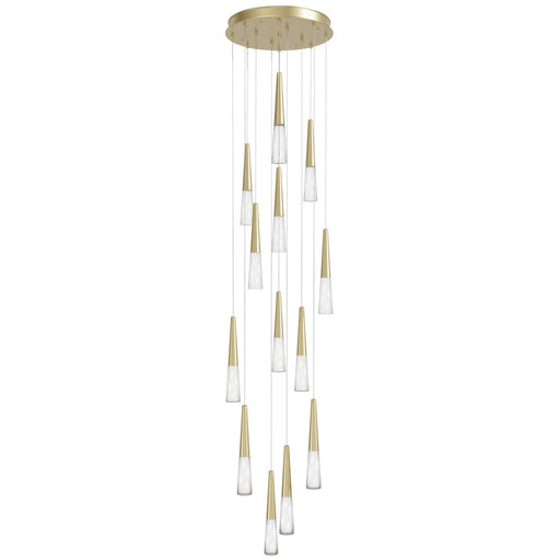 Multi-Light Pendant Avenue Lighting HF7713-BB Encino 13-Light 22"W Cone Shape Pendant in Brushed Brass Avenue Lighting