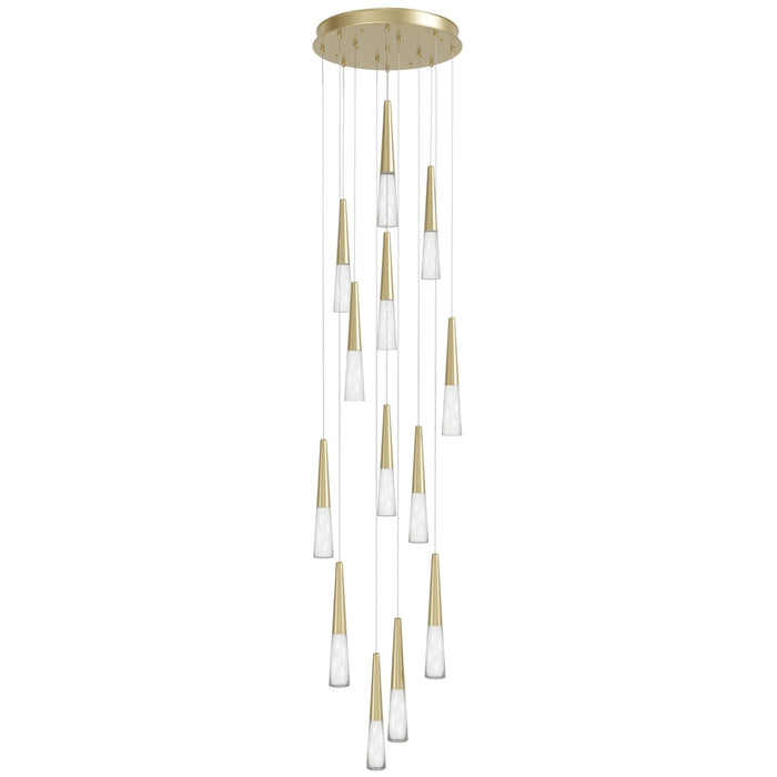 Multi-Light Pendant Avenue Lighting HF7713-BB Encino 13-Light 22"W Cone Shape Pendant in Brushed Brass Avenue Lighting