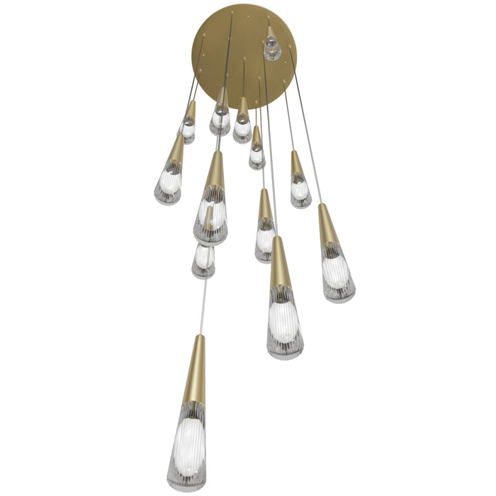 Multi-Light Pendant Avenue Lighting HF7713-BB Encino 13-Light 22"W Cone Shape Pendant in Brushed Brass Avenue Lighting