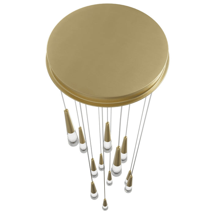 Multi-Light Pendant Avenue Lighting HF7713-BB Encino 13-Light 22"W Cone Shape Pendant in Brushed Brass Avenue Lighting