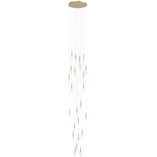 Multi-Light Pendant Avenue Lighting HF7725-BB Encino 25-Light 30"W Cone Shape Pendant in Brushed Brass Avenue Lighting
