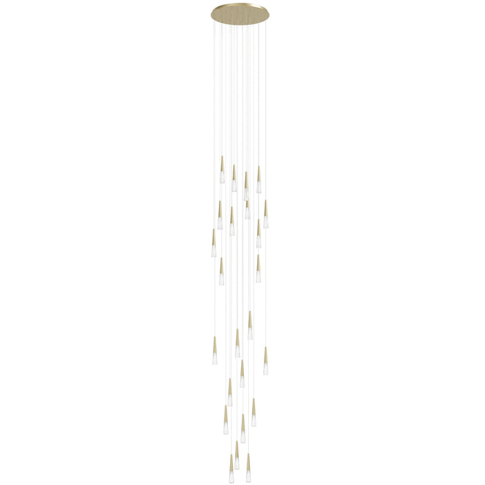 Multi-Light Pendant Avenue Lighting HF7725-BB Encino 25-Light 30"W Cone Shape Pendant in Brushed Brass Avenue Lighting