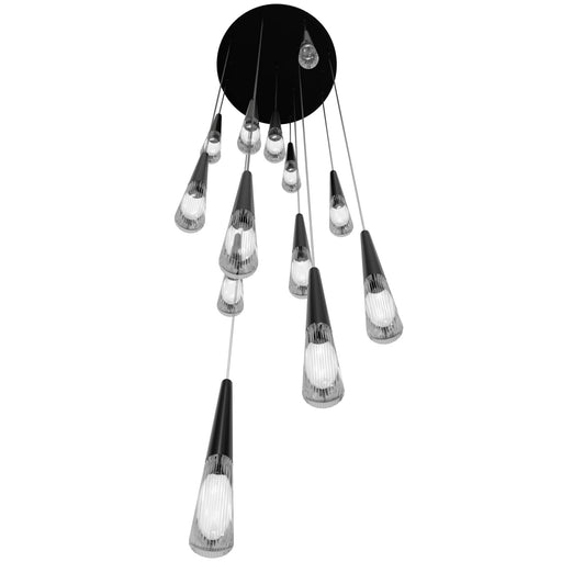 Multi-Light Pendant Avenue Lighting HF7713-GM Encino 13-Light 22"W Cone Shape Pendant in Gunmetal in Gun Metal Avenue Lighting