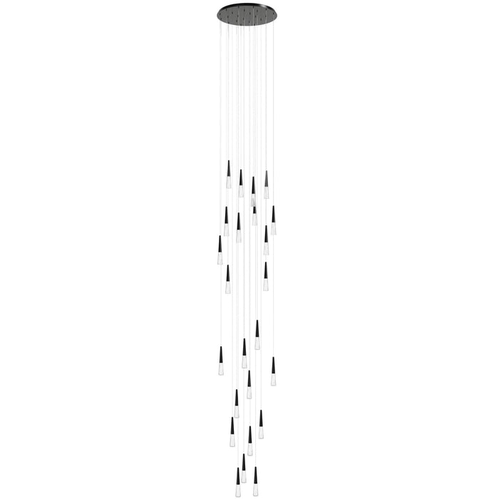 Multi-Light Pendant Avenue Lighting HF7725-GM Encino 25-Light 30"W Cone Shape Pendant in Gunmetal in Gun Metal Avenue Lighting