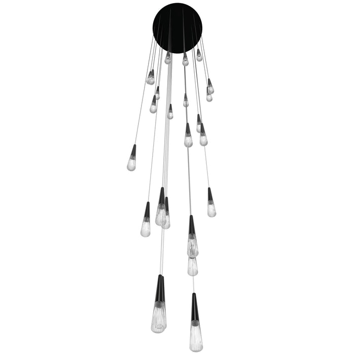 Multi-Light Pendant Avenue Lighting HF7725-GM Encino 25-Light 30"W Cone Shape Pendant in Gunmetal in Gun Metal Avenue Lighting