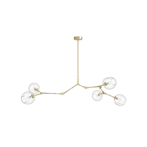 Chandelier Avenue Lighting HF8085-BB Fairfax Ave. 66"W 5-Light Chandelier in Brushed Brass/Clear Glass Avenue Lighting