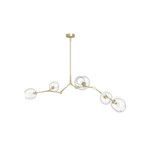 Chandelier Avenue Lighting HF8085-BB Fairfax Ave. 66"W 5-Light Chandelier in Brushed Brass/Clear Glass Avenue Lighting
