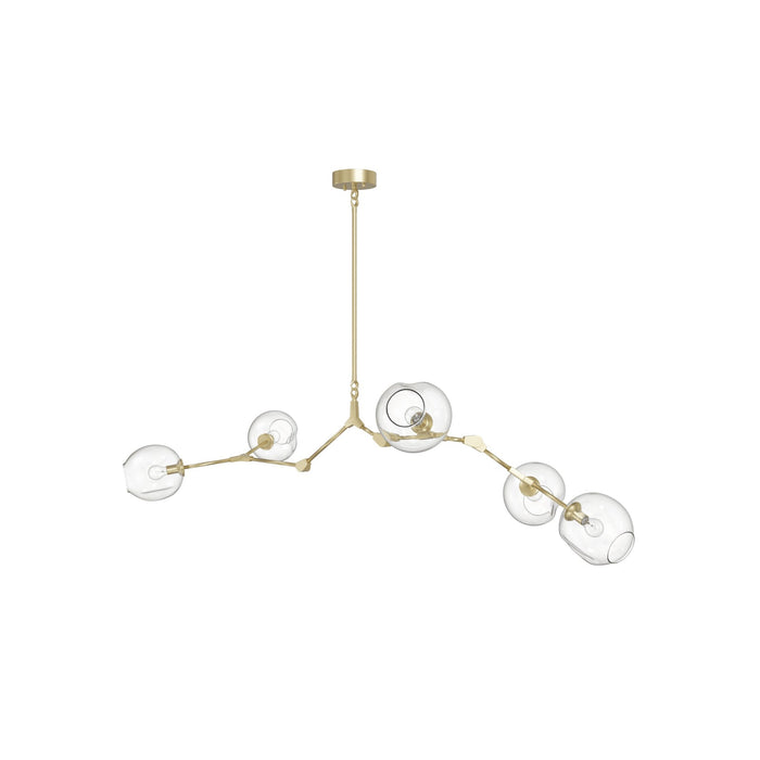Chandelier Avenue Lighting HF8085-BB Fairfax Ave. 66"W 5-Light Chandelier in Brushed Brass/Clear Glass Avenue Lighting