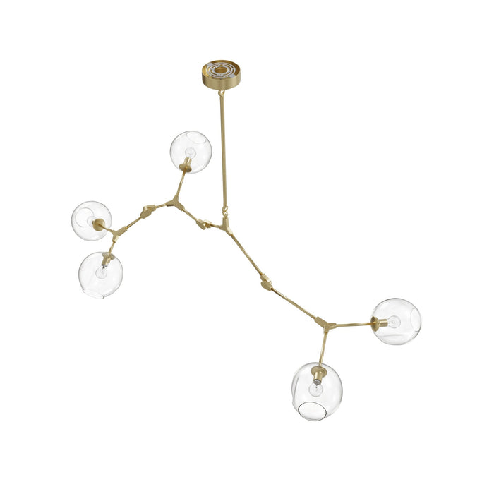 Chandelier Avenue Lighting HF8085-BB Fairfax Ave. 66"W 5-Light Chandelier in Brushed Brass/Clear Glass Avenue Lighting