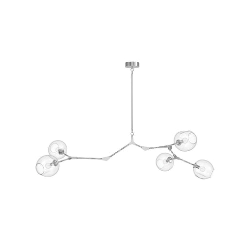 Chandelier Avenue Lighting HF8085-CH Fairfax Ave. 66"W 5-Light Chandelier in Matte Chrome/Clear Glass Avenue Lighting