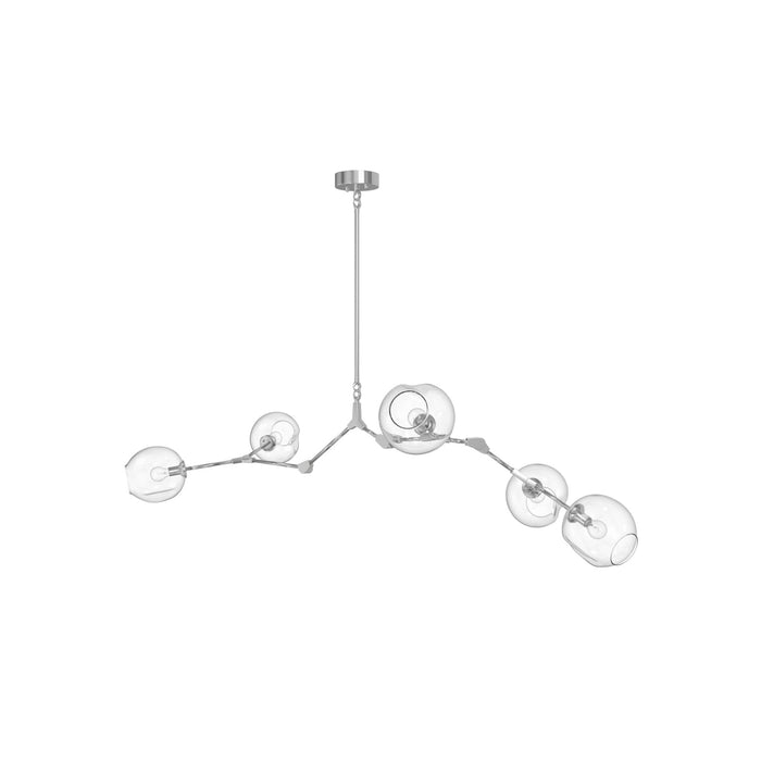 Chandelier Avenue Lighting HF8085-CH Fairfax Ave. 66"W 5-Light Chandelier in Matte Chrome/Clear Glass Avenue Lighting