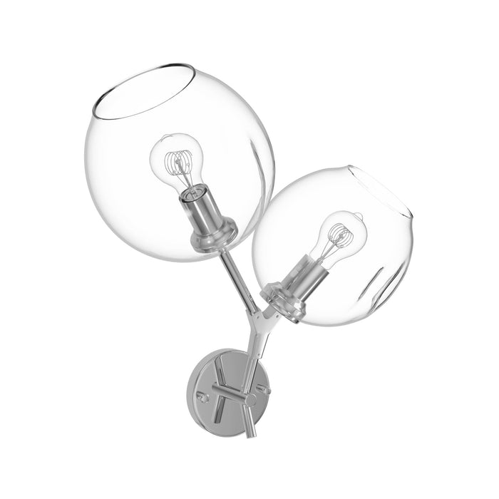 Wall Sconce Avenue Lighting HF8082-CH Fairfax Ave. 18"H 2-Light Wall Sconce in Matte Chrome/Clear Glass in Brushed Brass Avenue Lighting