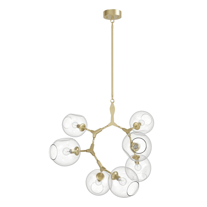 Chandelier Avenue Lighting HF8070-BB Fairfax Ave. 7-Light 30"W Chandelier in Brushed Brass/Clear Glass Avenue Lighting