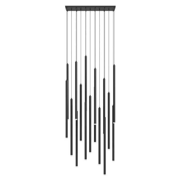 Multi-Light Pendant Avenue Lighting HF2802-BLK Filmore Ave. Filmore 17-Light 47"W Pendant in Black Avenue Lighting
