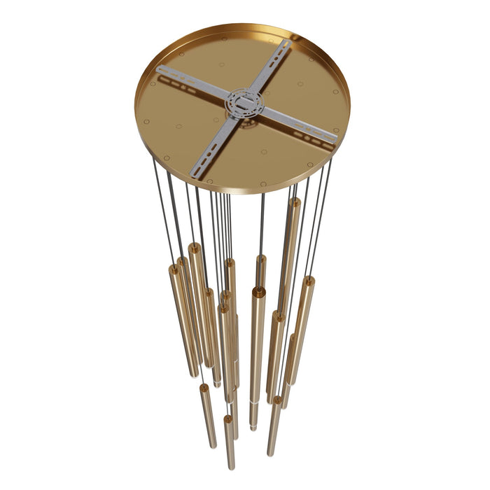 Multi-Light Pendant Avenue Lighting HF2800-AB Filmore Ave. Filmore 25-Light 24"W Round Pendant in Aged Brass Avenue Lighting