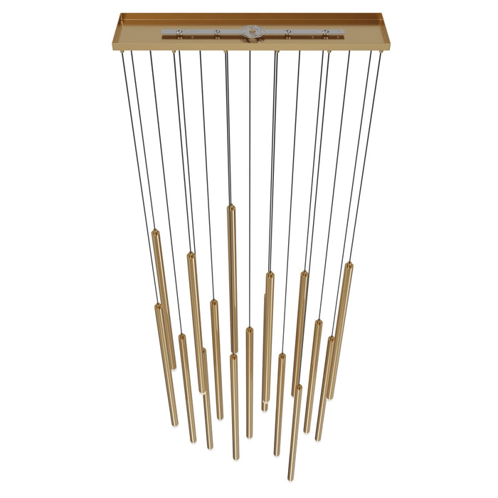 Multi-Light Pendant Avenue Lighting HF2802-AB Filmore Ave. Filmore 17-Light 47"W Pendant in Aged Brass Avenue Lighting