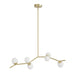 Chandelier Avenue Lighting HF4806-WHT Hampton 8-Light 60"W Chandelier in Brass/Clear Glass in Brushed Brass With White Glass Avenue Lighting