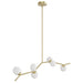Chandelier Avenue Lighting HF4806-WHT Hampton 8-Light 60"W Chandelier in Brass/Clear Glass in Brushed Brass With White Glass Avenue Lighting
