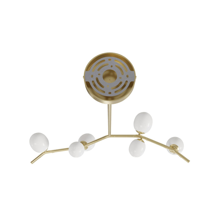 Chandelier Avenue Lighting HF4806-WHT Hampton 8-Light 60"W Chandelier in Brass/Clear Glass in Brushed Brass With White Glass Avenue Lighting