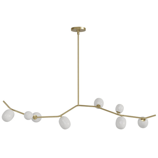 Chandelier Avenue Lighting HF4808-WHT Hampton 8-Light 60"W Chandelier in Brass/White Glass in Brushed Brass With White Glass Avenue Lighting
