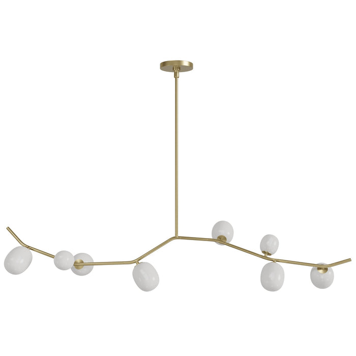 Chandelier Avenue Lighting HF4808-WHT Hampton 8-Light 60"W Chandelier in Brass/White Glass in Brushed Brass With White Glass Avenue Lighting