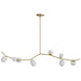 Chandelier Avenue Lighting HF4808-WHT Hampton 8-Light 60"W Chandelier in Brass/White Glass in Brushed Brass With White Glass Avenue Lighting
