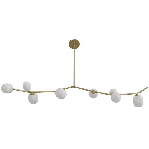 Chandelier Avenue Lighting HF4808-WHT Hampton 8-Light 60"W Chandelier in Brass/White Glass in Brushed Brass With White Glass Avenue Lighting
