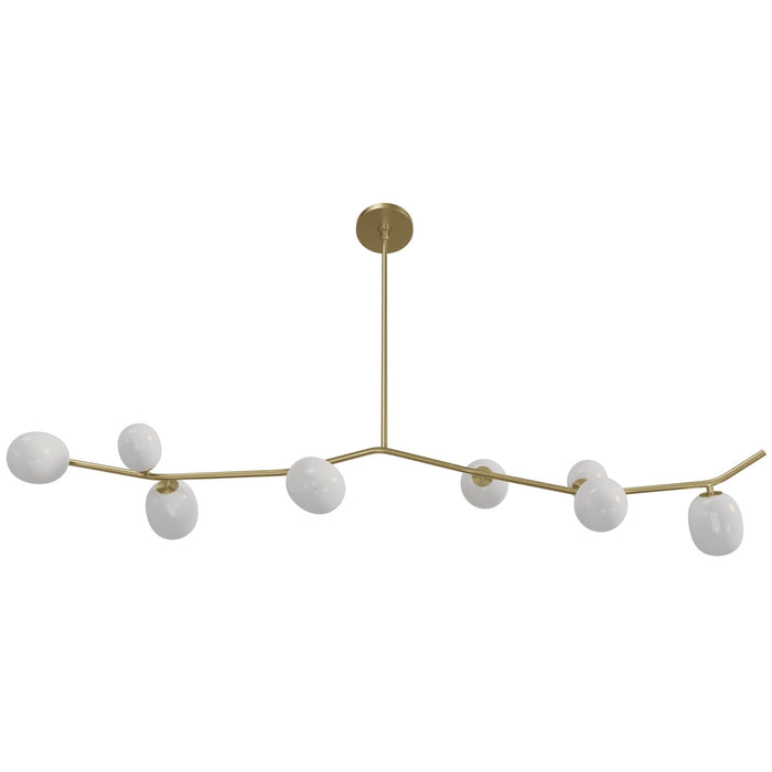 Chandelier Avenue Lighting HF4808-WHT Hampton 8-Light 60"W Chandelier in Brass/White Glass in Brushed Brass With White Glass Avenue Lighting