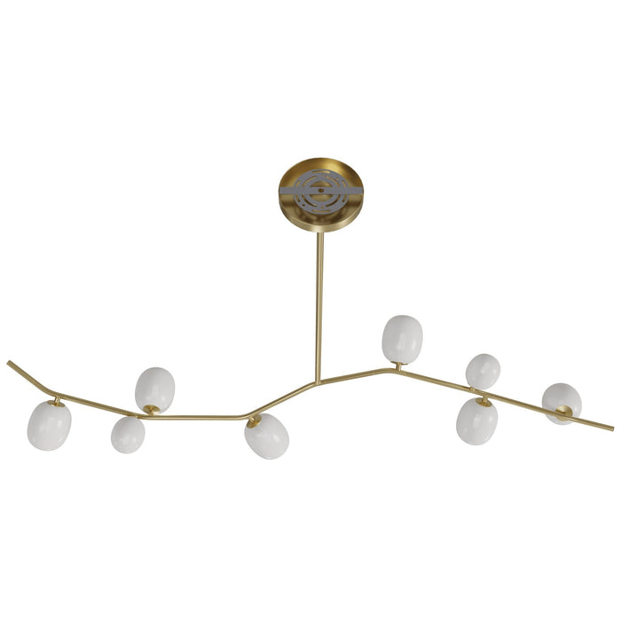 Chandelier Avenue Lighting HF4808-WHT Hampton 8-Light 60"W Chandelier in Brass/White Glass in Brushed Brass With White Glass Avenue Lighting
