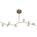 Chandelier Avenue Lighting HF4808-WHT Hampton 8-Light 60"W Chandelier in Brass/White Glass in Brushed Brass With White Glass Avenue Lighting