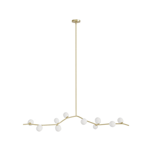 Chandelier Avenue Lighting HF4810-WHT Hampton 10-Light 78"W Chandelier Brass/White Glass in Brushed Brass With White Glass Avenue Lighting