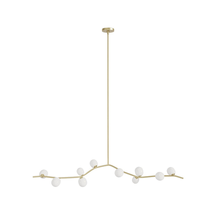 Chandelier Avenue Lighting HF4810-WHT Hampton 10-Light 78"W Chandelier Brass/White Glass in Brushed Brass With White Glass Avenue Lighting
