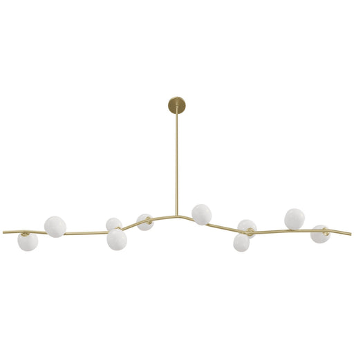 Chandelier Avenue Lighting HF4810-WHT Hampton 10-Light 78"W Chandelier Brass/White Glass in Brushed Brass With White Glass Avenue Lighting