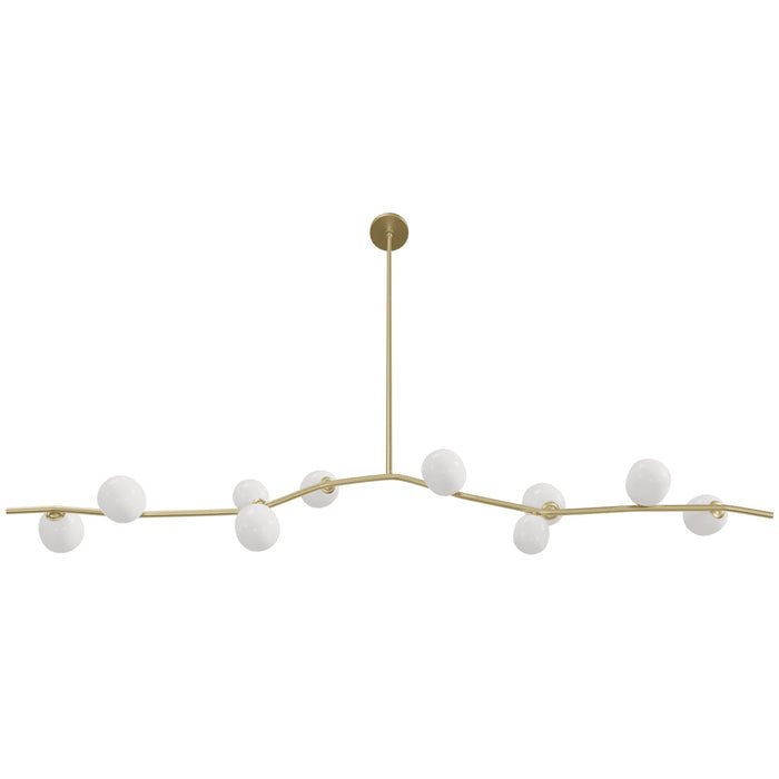 Chandelier Avenue Lighting HF4810-WHT Hampton 10-Light 78"W Chandelier Brass/White Glass in Brushed Brass With White Glass Avenue Lighting